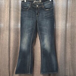 Seven7 Blue Flare Wide Leg Jeans